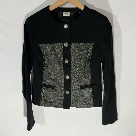 CAbi #3036 Cropped Panel Media Jacket Black Gray Sz XS - Picture 2 of 7